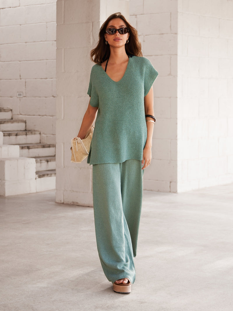 Mae Crochet Trousers - Sage Green