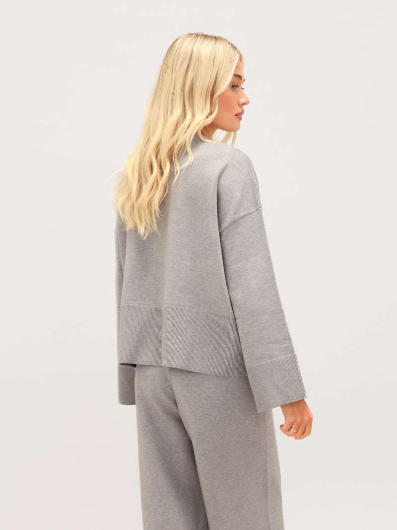 Layla Oversized Knitted Sweater - Grey
