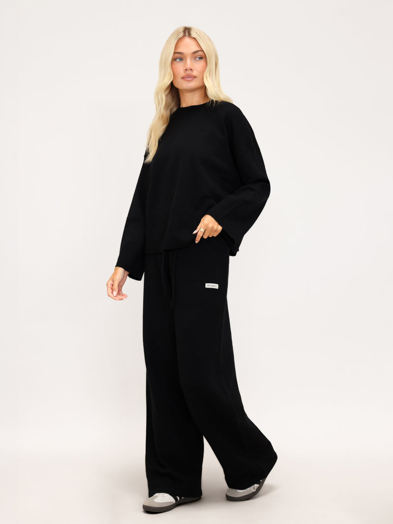 Layla Oversized Knitted Sweater  - Black