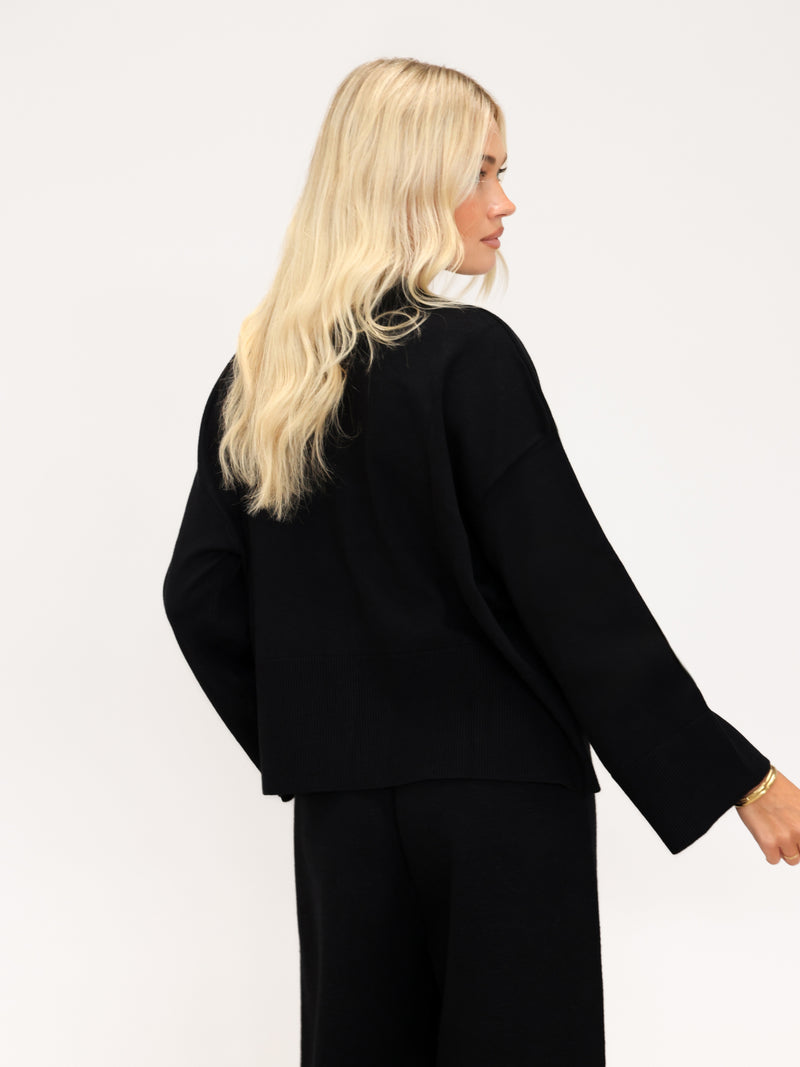 Layla Oversized Knitted Sweater  - Black