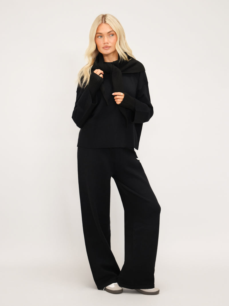 Layla Oversized Knitted Sweater  - Black