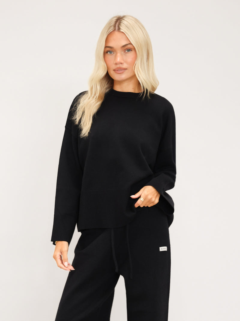 Layla Oversized Knitted Sweater  - Black