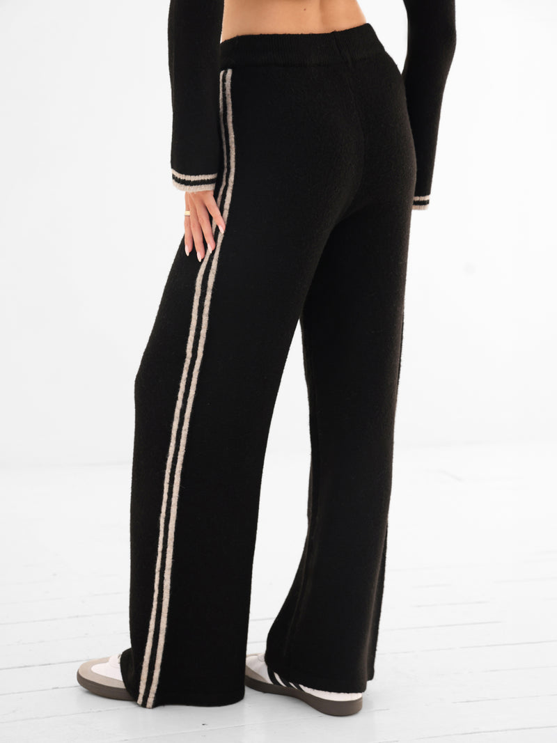 Naya Striped Knitted Trousers - Black