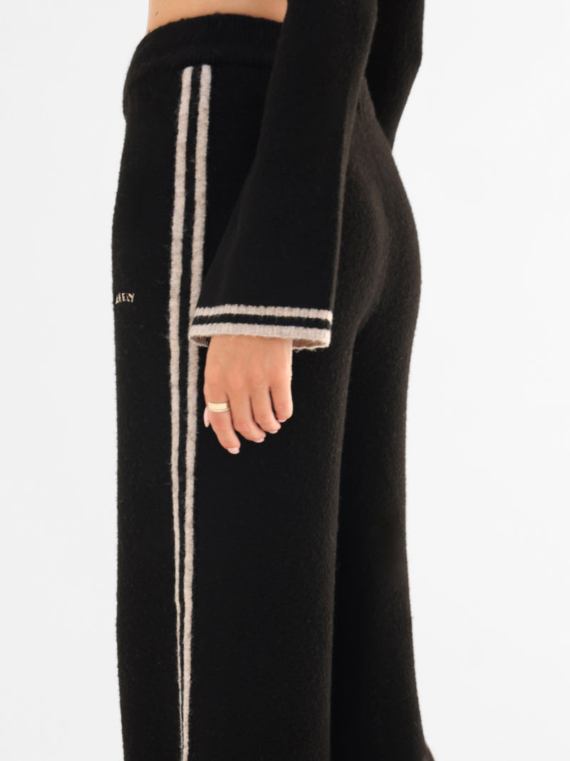 Naya Striped Knitted Trousers - Black