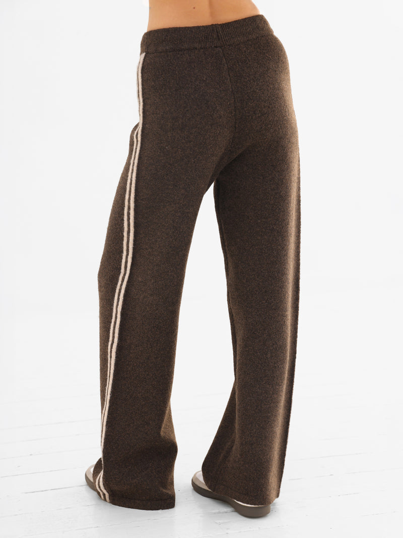 Naya Striped Knitted Trousers - Chocolate Brown