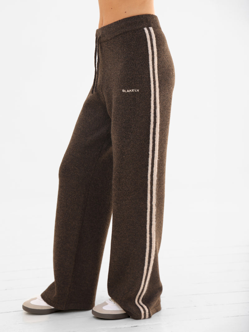Naya Striped Knitted Trousers - Chocolate Brown