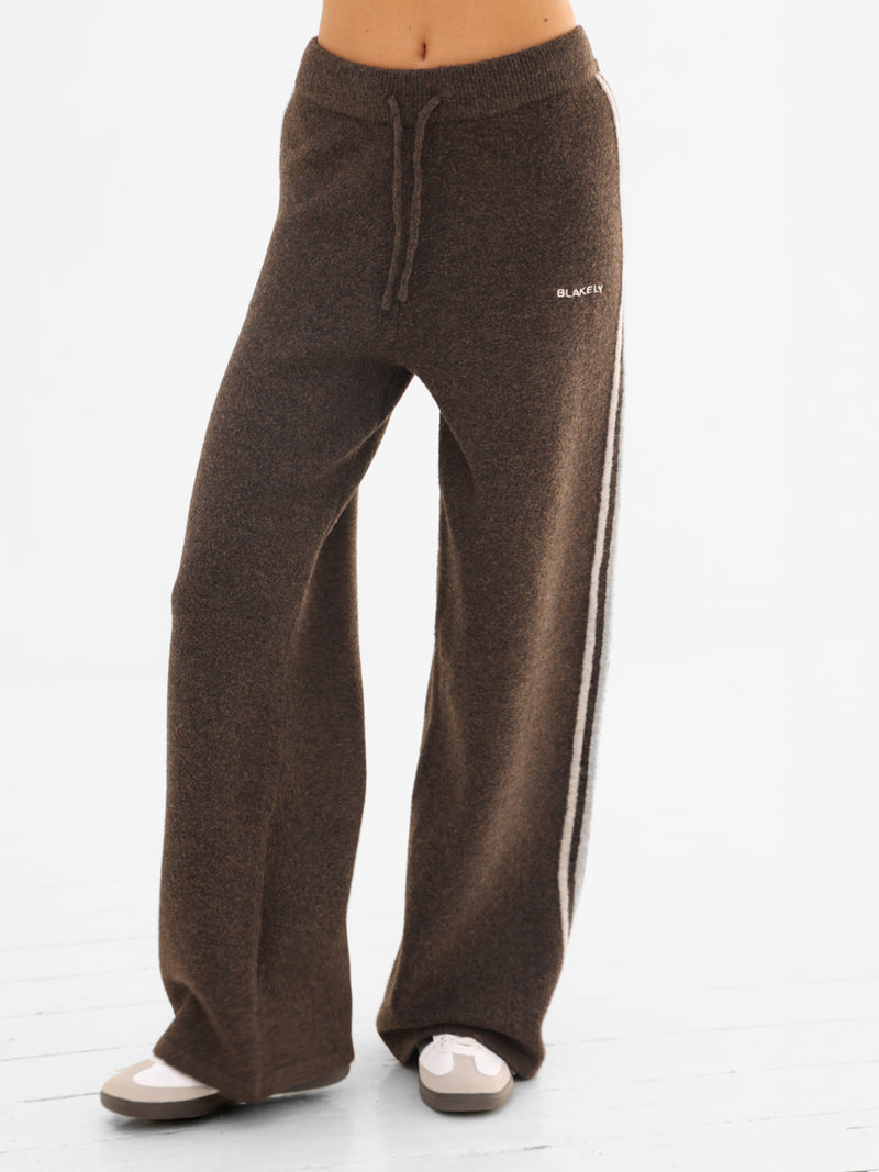 Naya Striped Knitted Trousers - Chocolate Brown