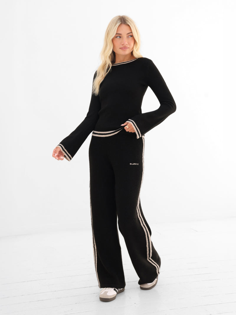 Naya Striped Knitted Top - Black