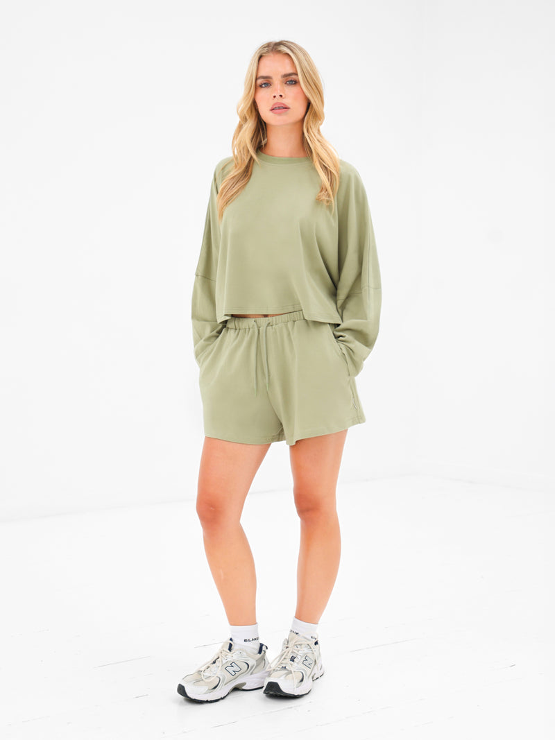 Ayla Cotton Shorts - Warm Green