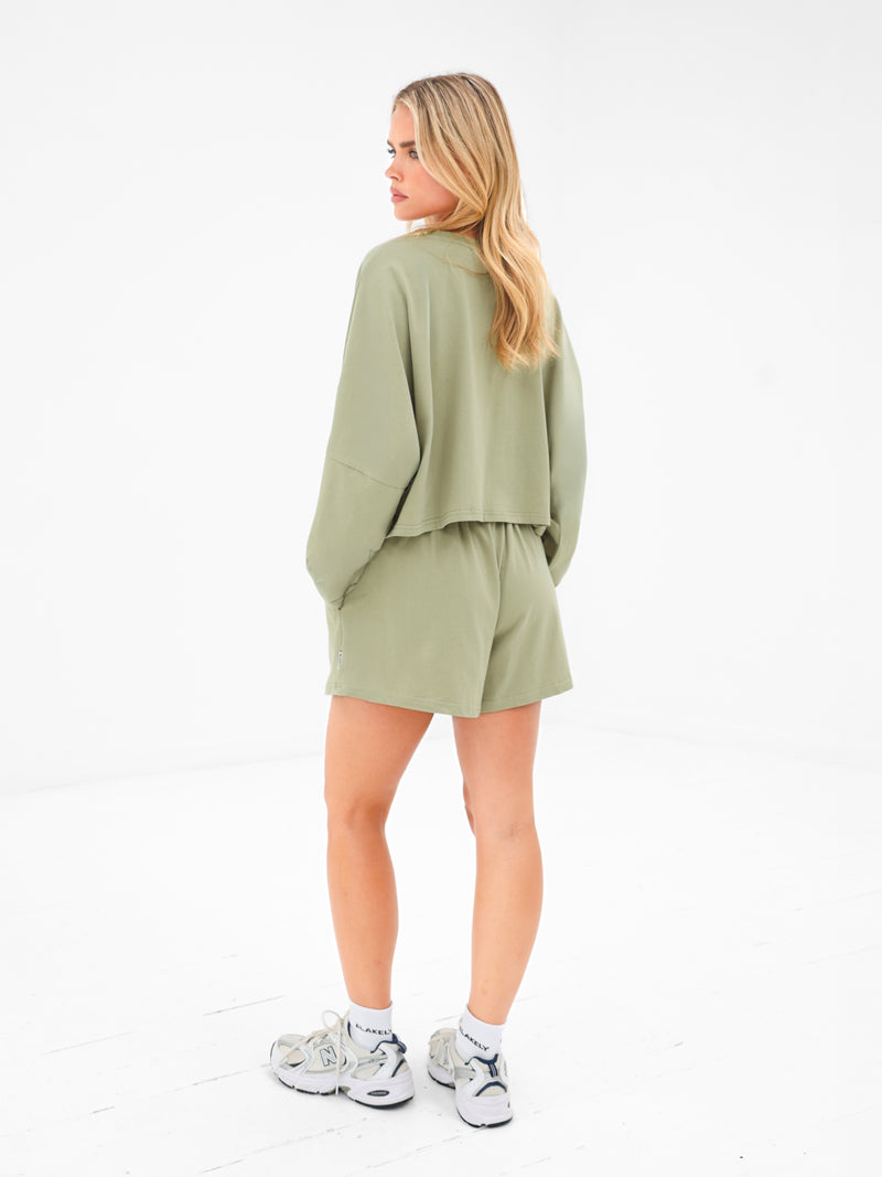 Ayla Cotton Shorts - Warm Green
