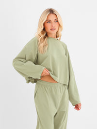 Ayla Batwing Cotton Top - Warm Green