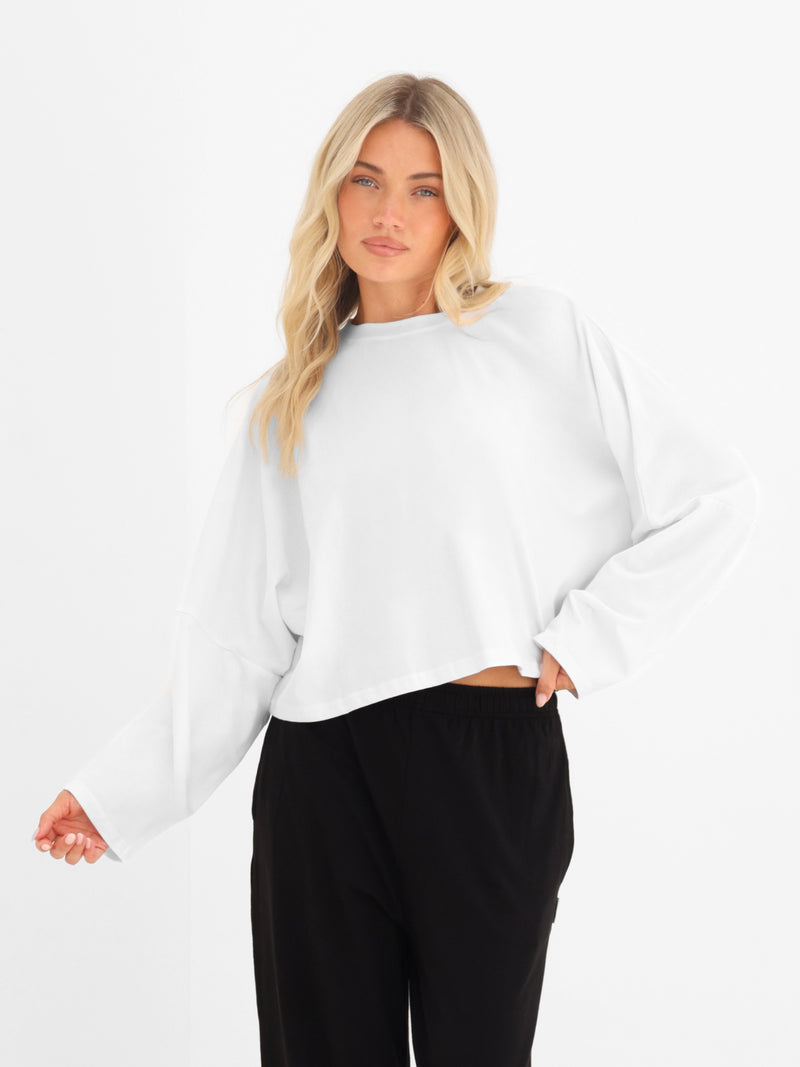 Ayla Batwing Cotton Top - White
