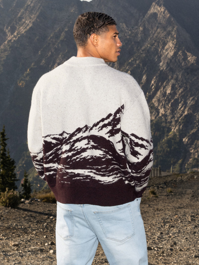 Relaxed Knitted Mountain Sweater - Dark Mulberry