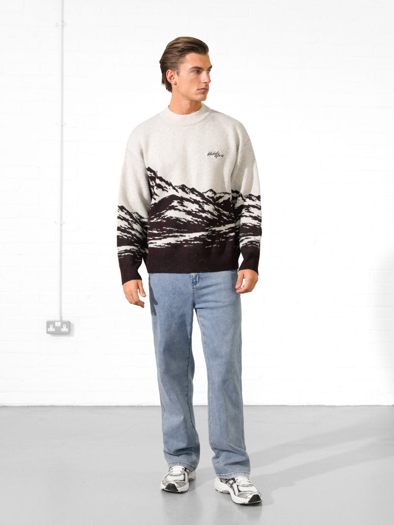Relaxed Knitted Mountain Sweater - Dark Mulberry