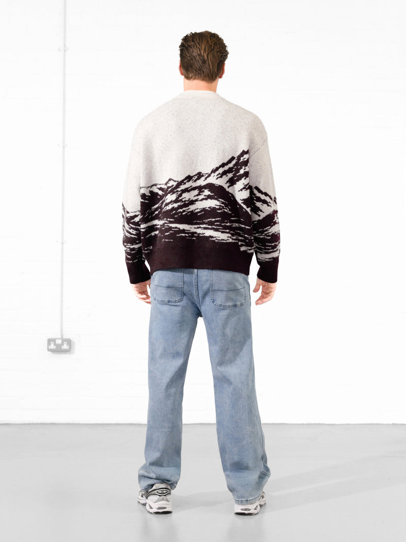 Relaxed Knitted Mountain Sweater - Dark Mulberry