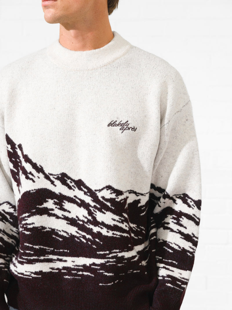 Relaxed Knitted Mountain Sweater - Dark Mulberry
