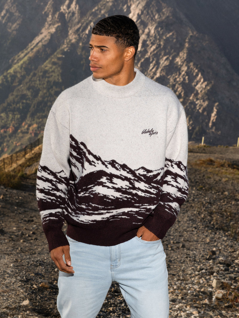 Relaxed Knitted Mountain Sweater - Dark Mulberry