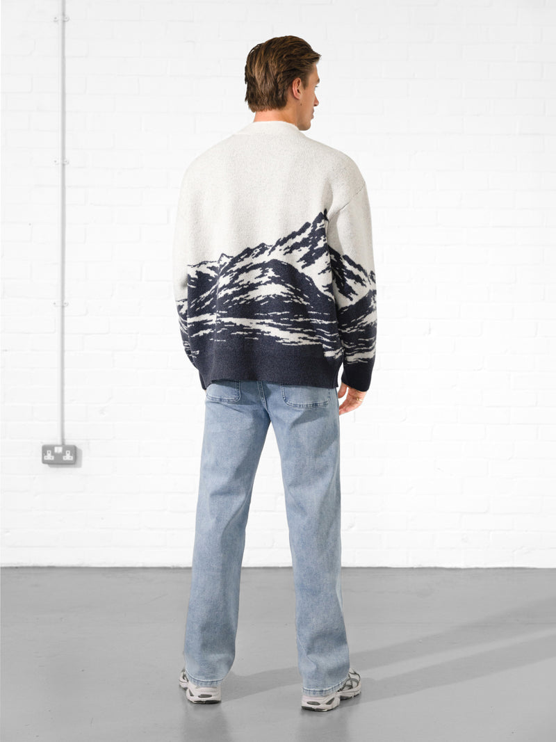 Relaxed Knitted Mountain Sweater - True Navy