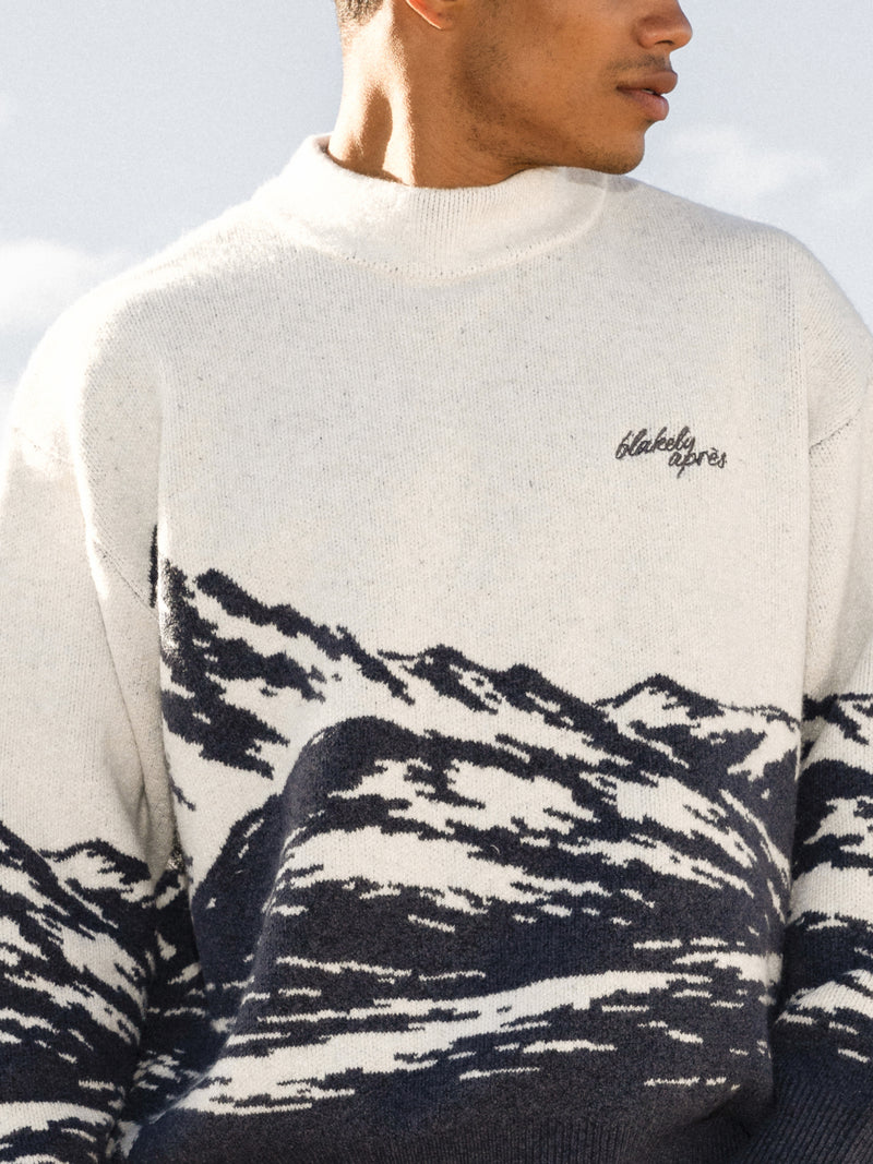 Relaxed Knitted Mountain Sweater - True Navy