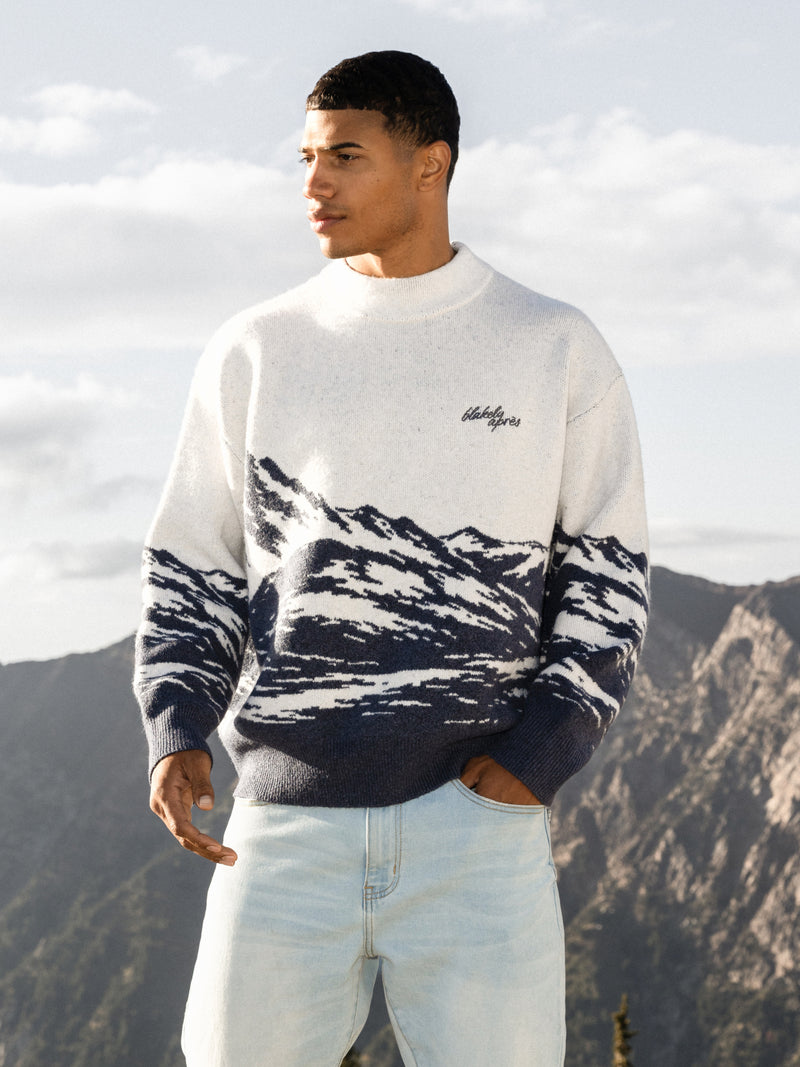 Relaxed Knitted Mountain Sweater - True Navy