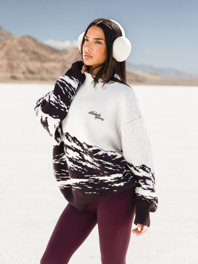 Oversized Knitted Mountain Sweater - Dark Mulberry