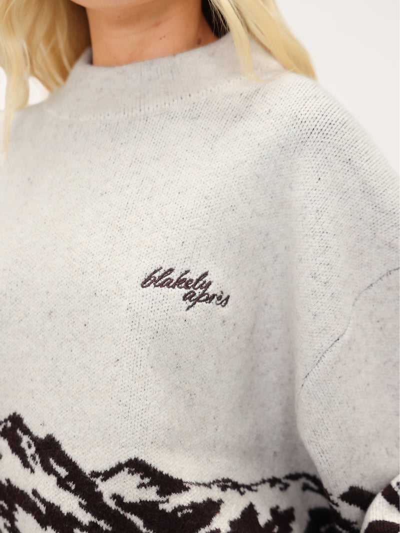 Oversized Knitted Mountain Sweater - Dark Mulberry