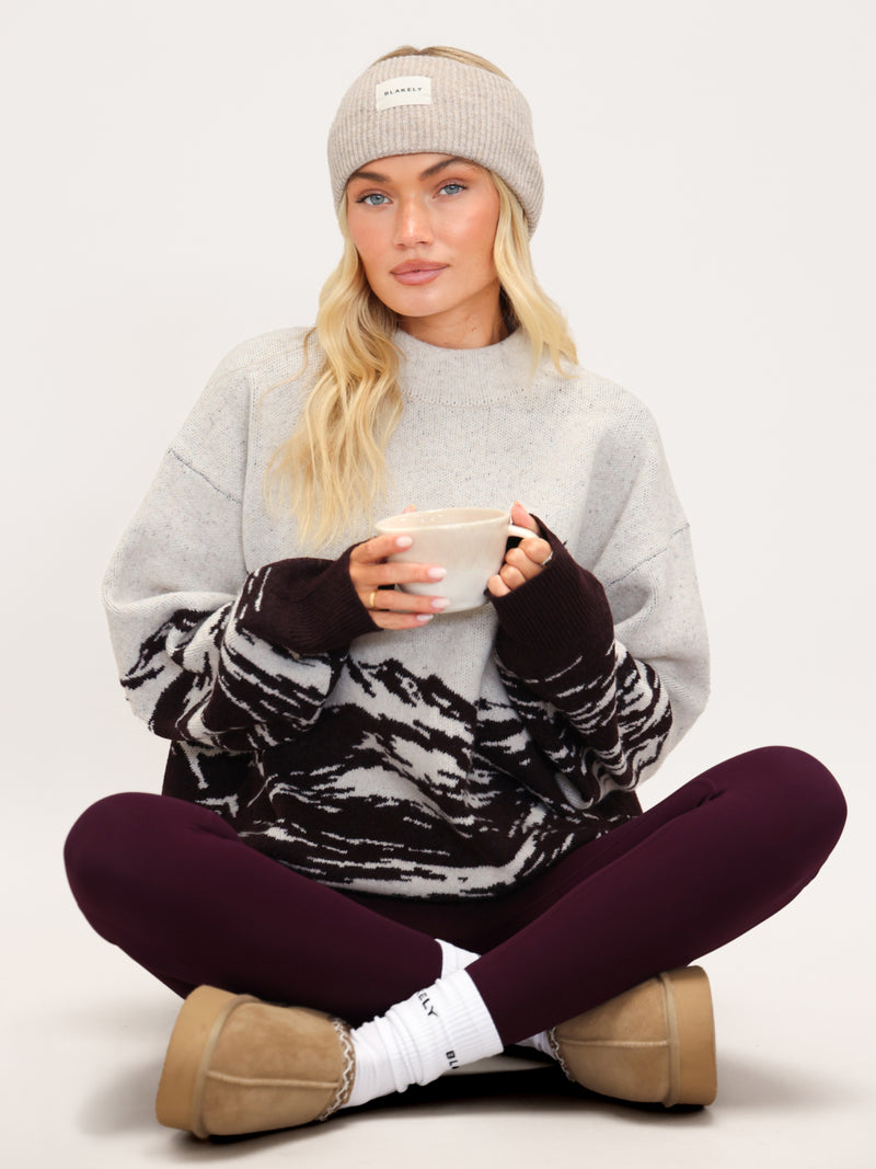 Oversized Knitted Mountain Sweater - Dark Mulberry