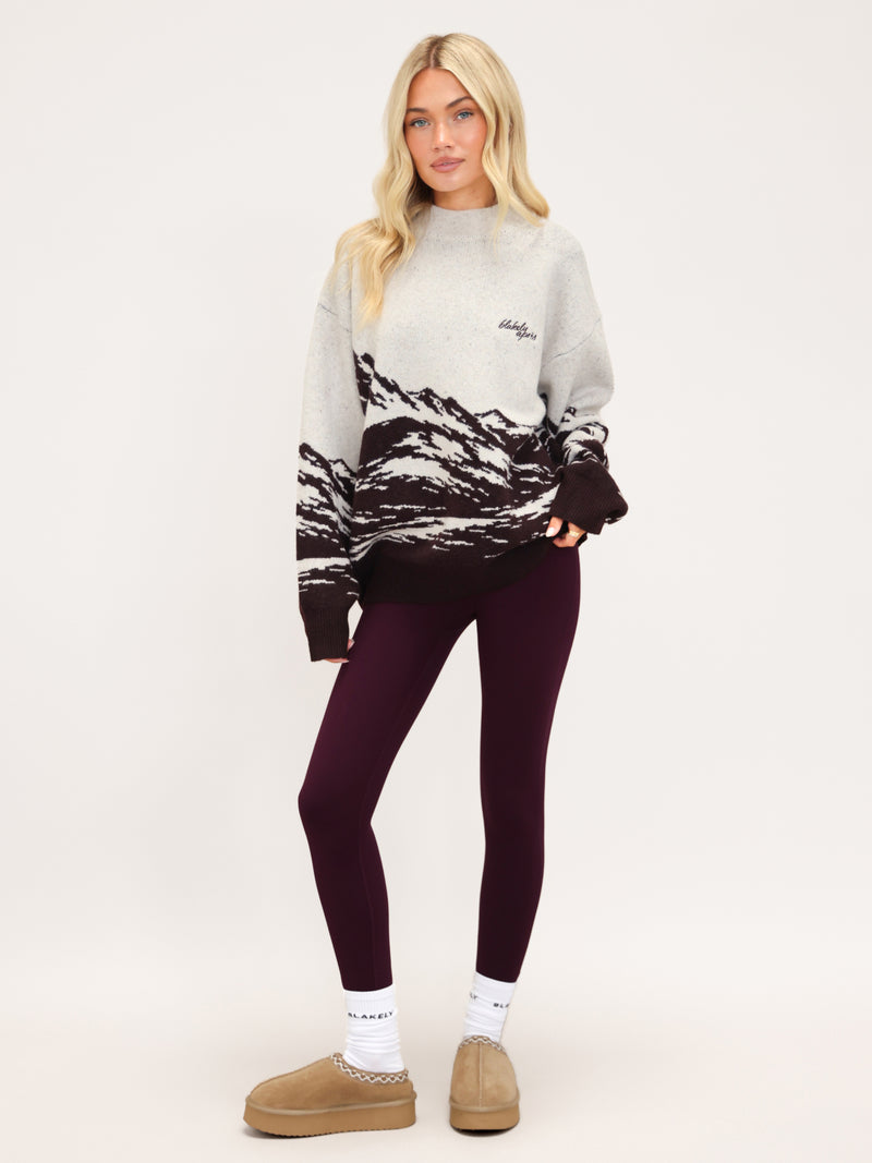 Oversized Knitted Mountain Sweater - Dark Mulberry