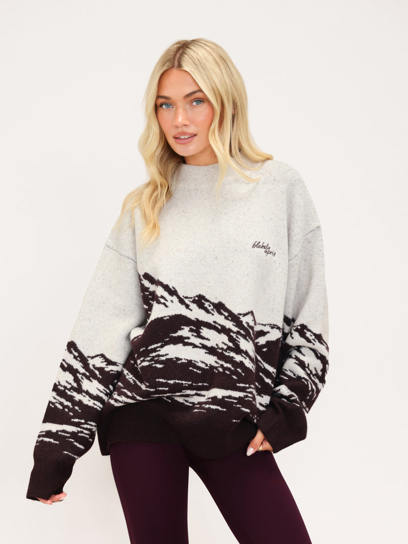 Oversized Knitted Mountain Sweater - Dark Mulberry