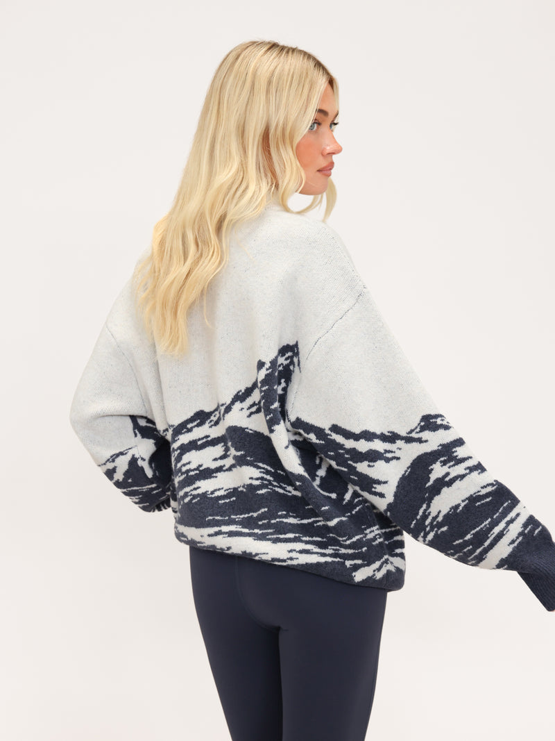 Oversized Knitted Mountain Sweater - True Navy