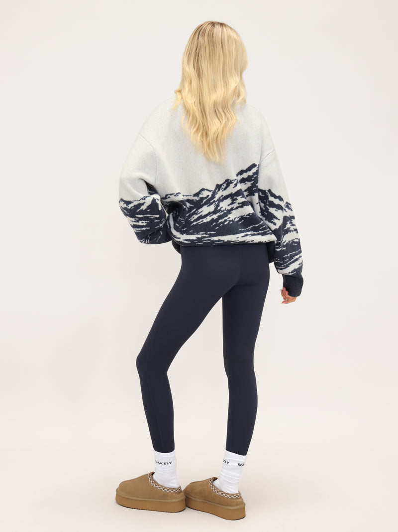 Oversized Knitted Mountain Sweater - True Navy
