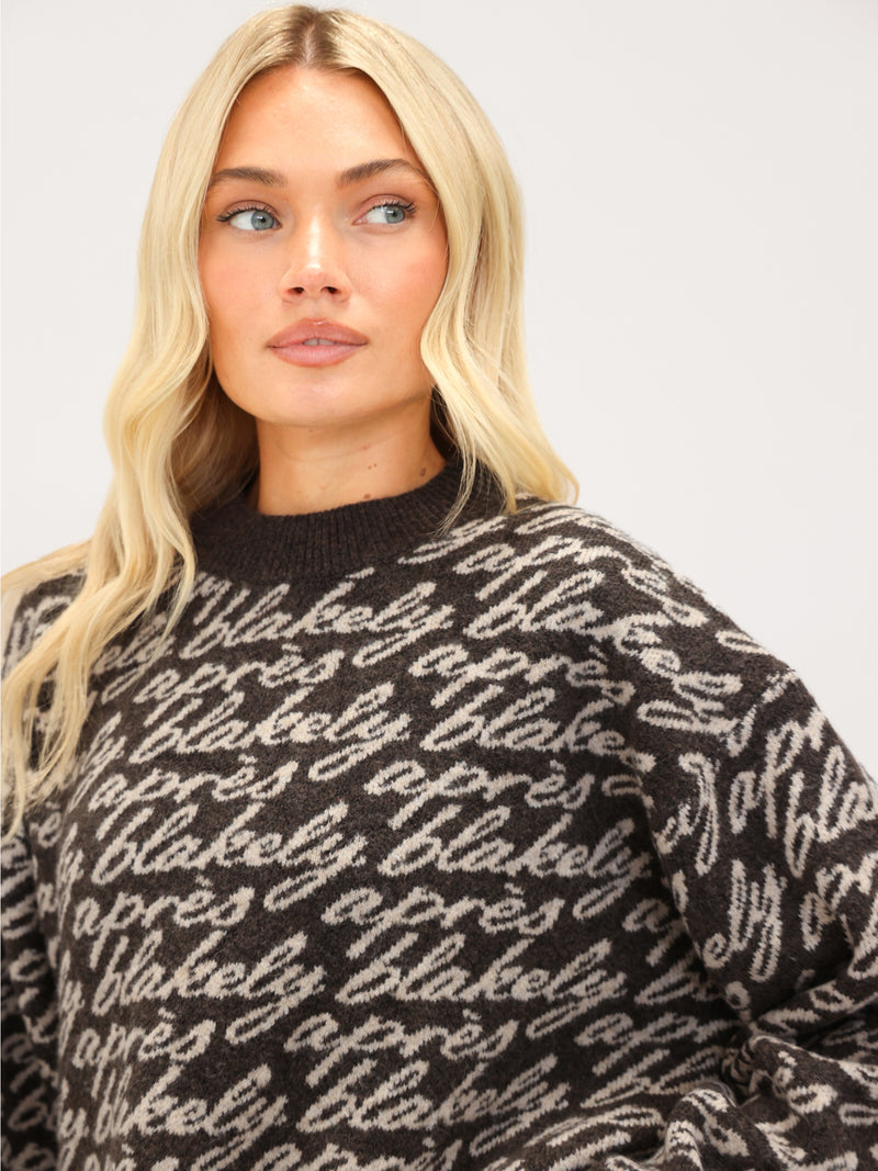Blakely Oversized Après Knitted Sweater - Chocolate Brown