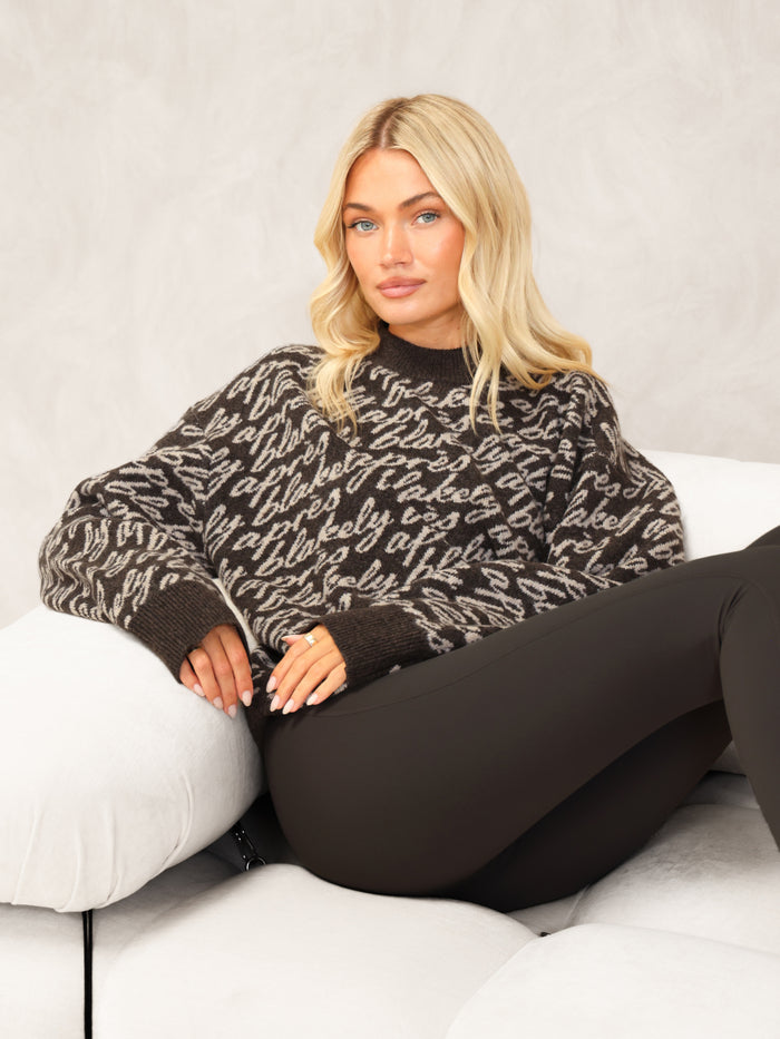 Blakely Oversized Après Knitted Sweater - Chocolate Brown