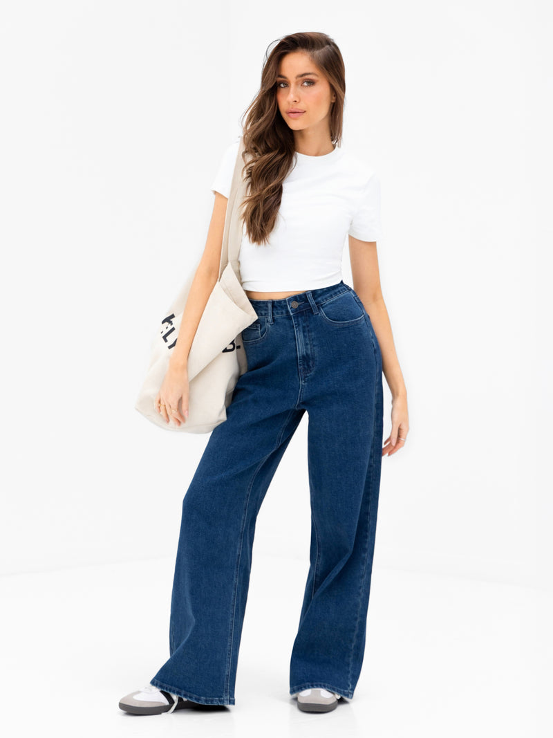 Blakely Wide Cut Jeans - Dark Blue Wash