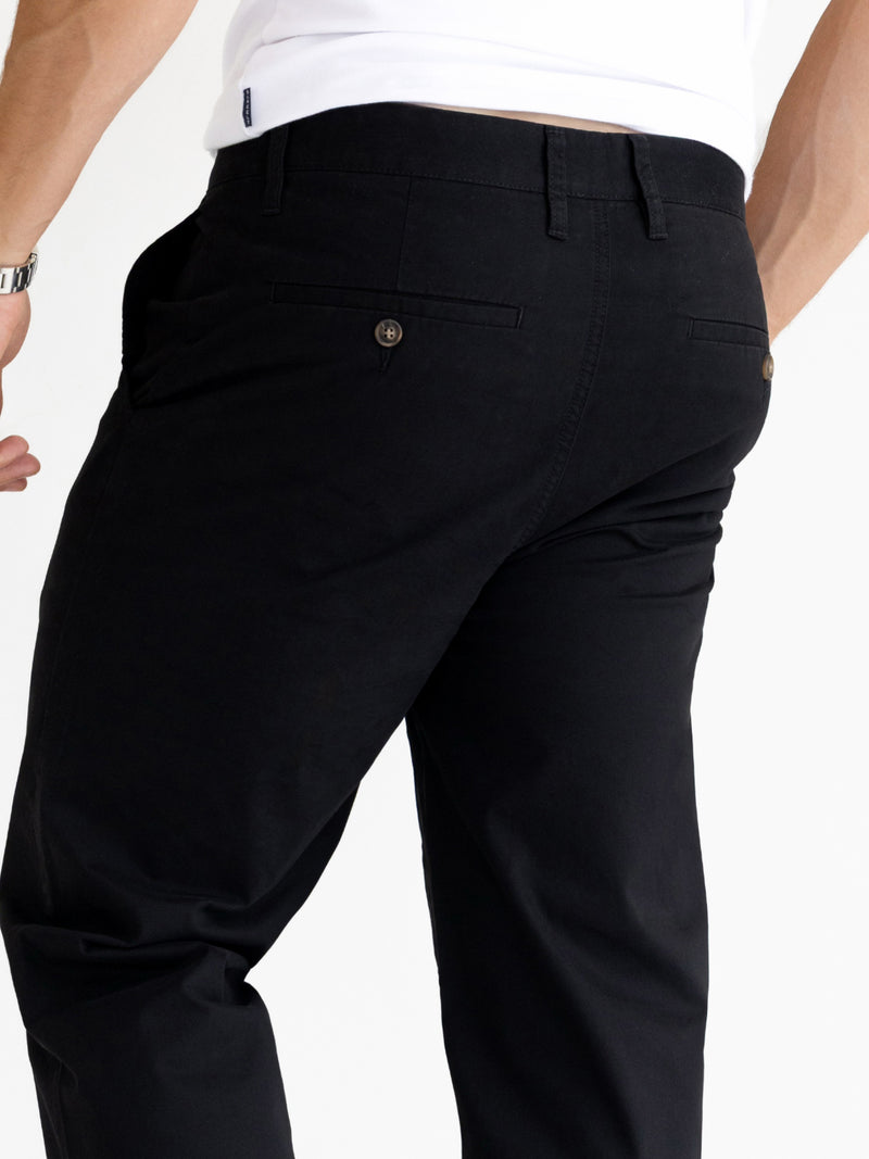 Wide Leg Stretch Chinos - Black
