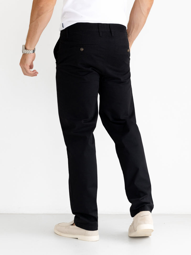 Wide Leg Stretch Chinos - Black