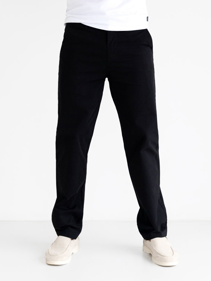 Wide Leg Stretch Chinos - Black