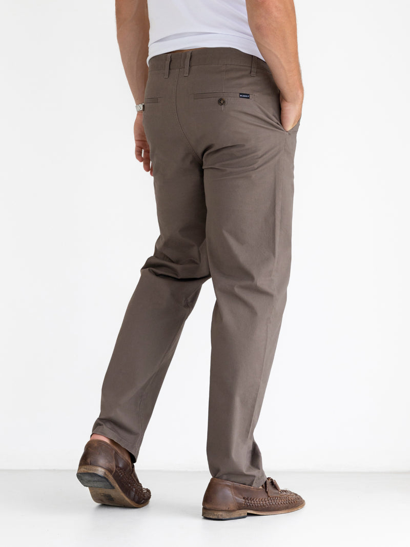 Wide Leg Stretch Chinos - Brown