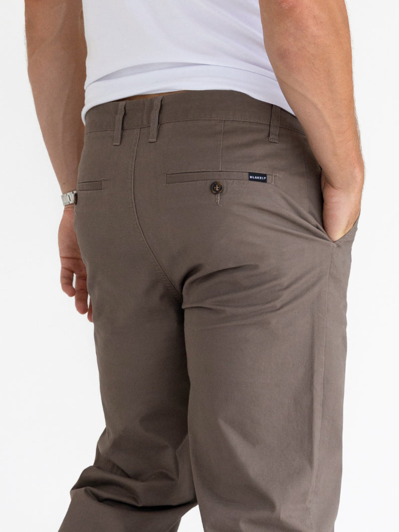 Wide Leg Stretch Chinos - Brown