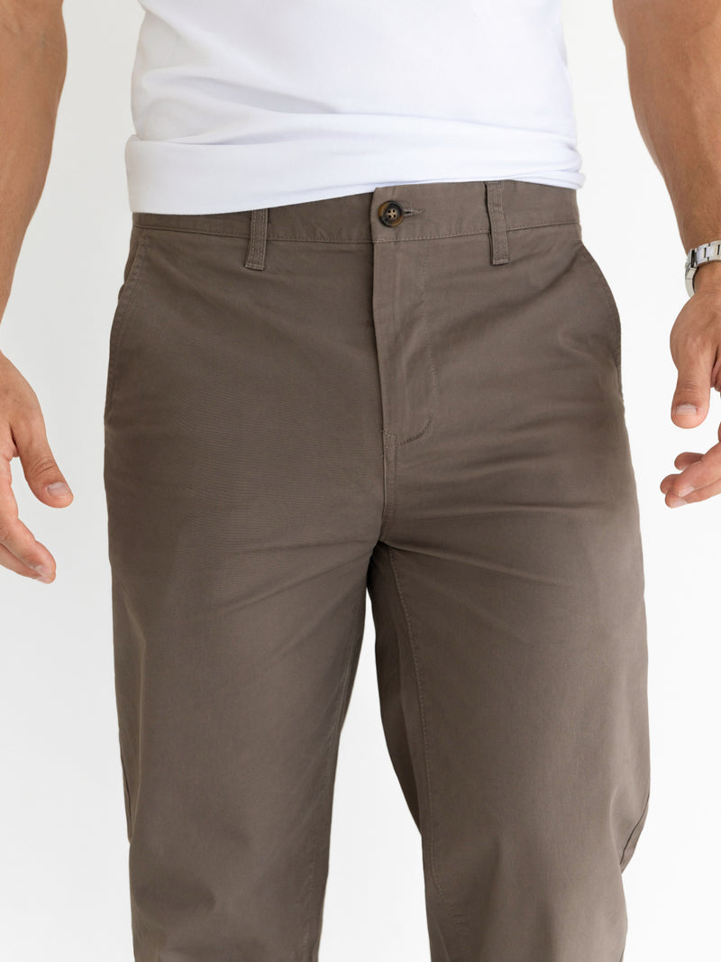 Wide Leg Stretch Chinos - Brown
