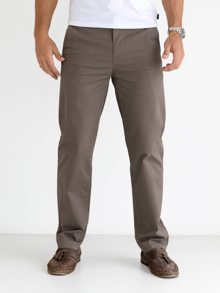 Wide Leg Stretch Chinos - Brown