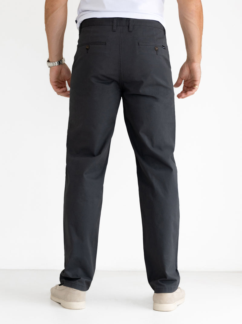 Wide Leg Stretch Chinos - Graphite