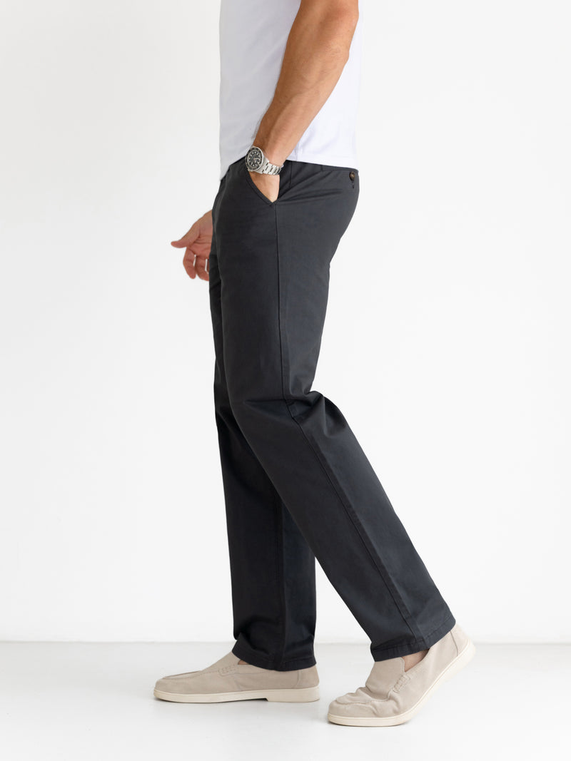 Wide Leg Stretch Chinos - Graphite
