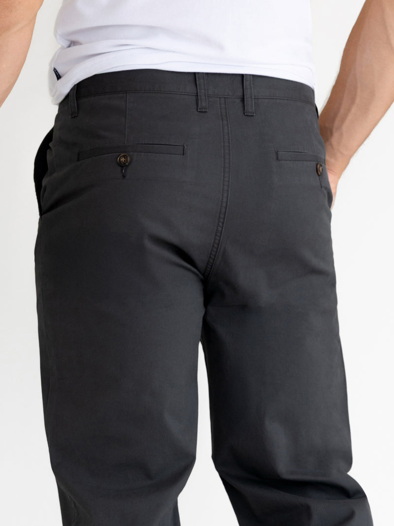 Wide Leg Stretch Chinos - Graphite