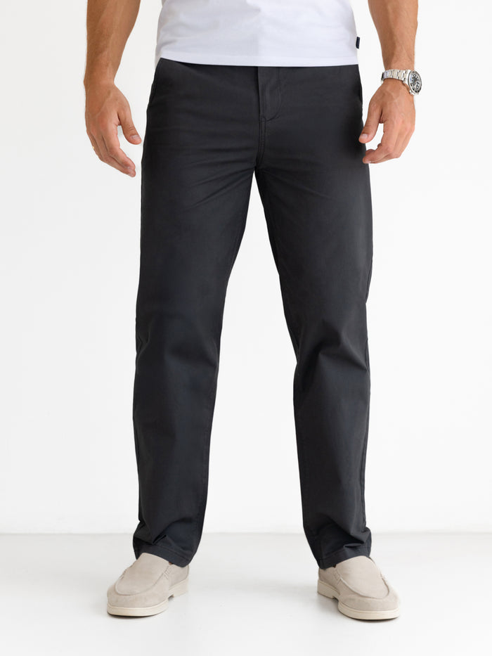 Wide Leg Stretch Chinos - Graphite