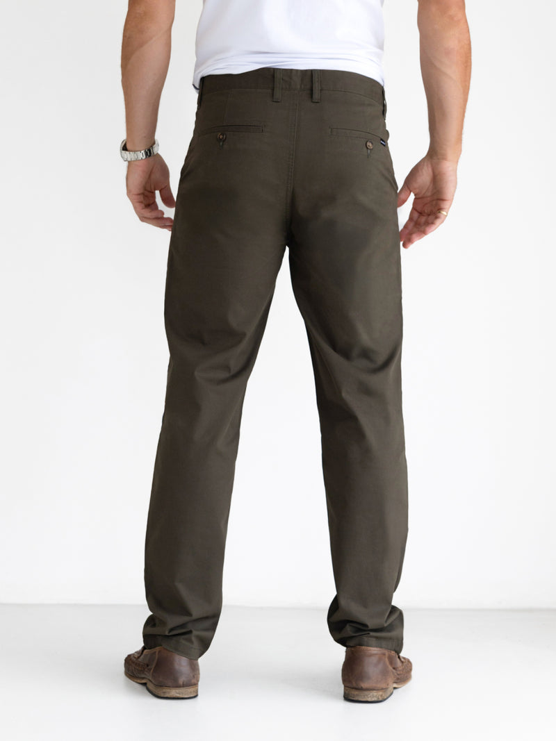 Wide Leg Stretch Chinos - Khaki