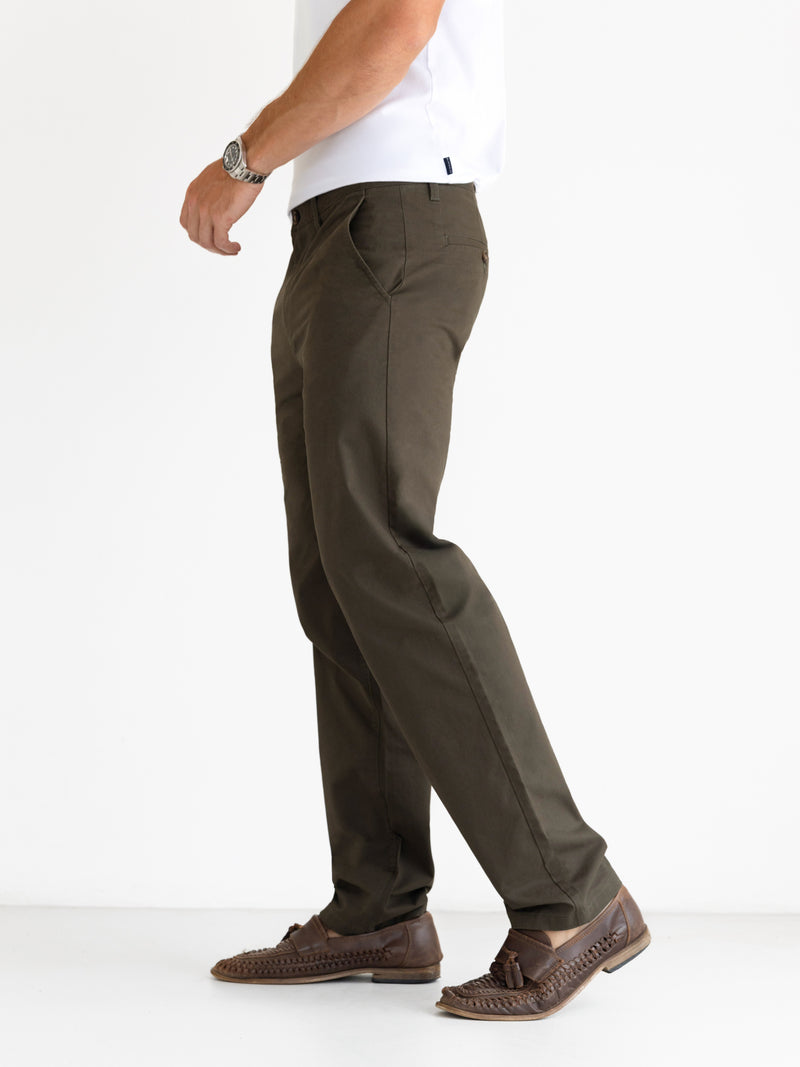 Wide Leg Stretch Chinos - Khaki