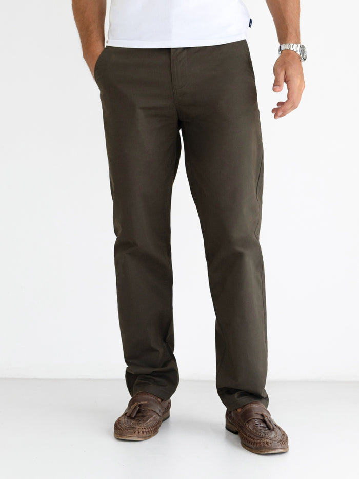 Wide Leg Stretch Chinos - Khaki