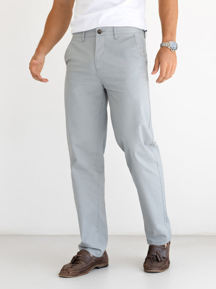 Wide Leg Stretch Chinos - Light Grey