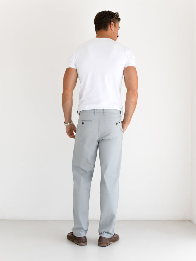 Wide Leg Stretch Chinos - Light Grey